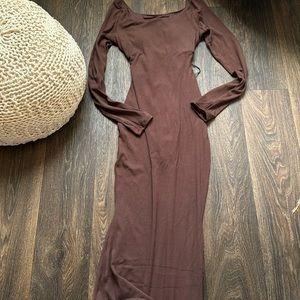 Discontinued! TA3 Elegant Brown Long Sleeve Dress